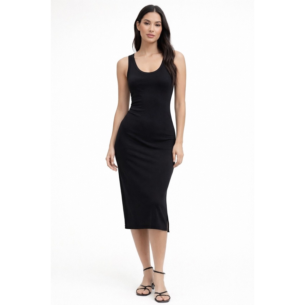 Armani Exchange Womens Black‎ Sleeveless Scoop Neck Midi Bodycon Dress Small